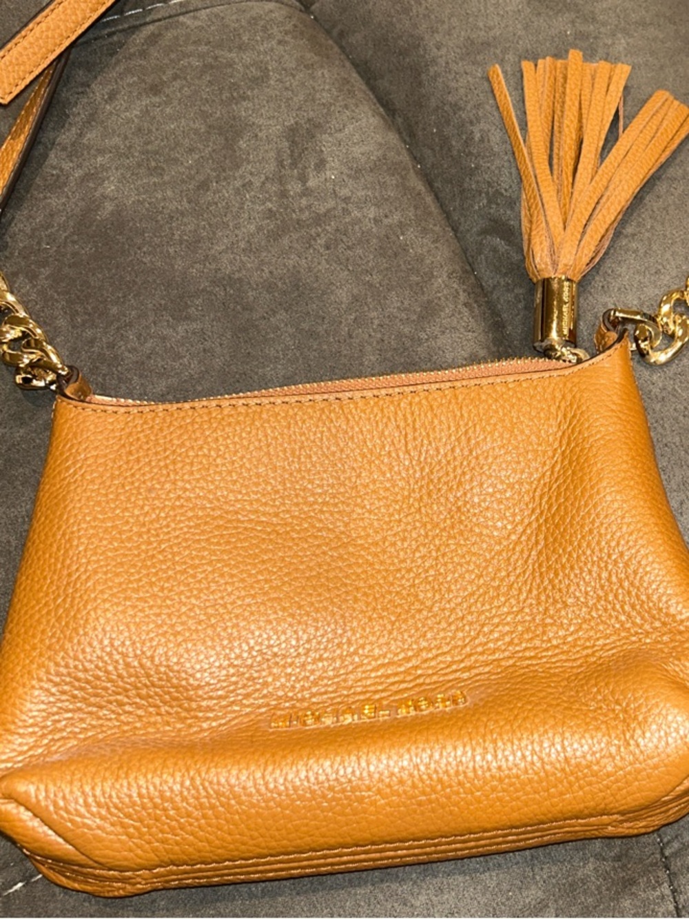 Michael Kors Tan Leather Crossbody Bag with Tassel